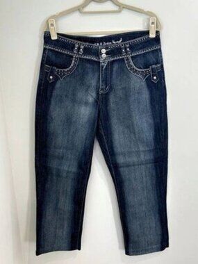 BB Jeans Blue Straight Leg  Jeans - Crystal Embellished - Size 18